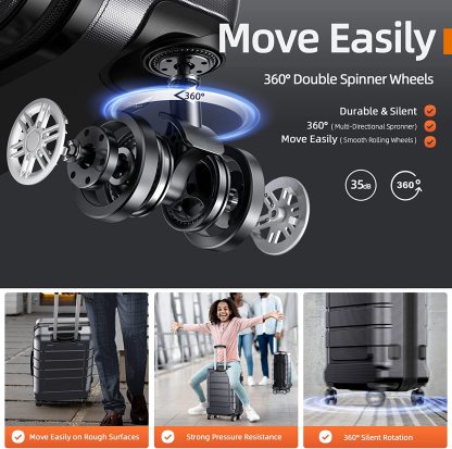 SHOWKOO Luggage Sets Expandable PC+ABS Durable Suitcase Double Wheels TSA Lock 3pcs