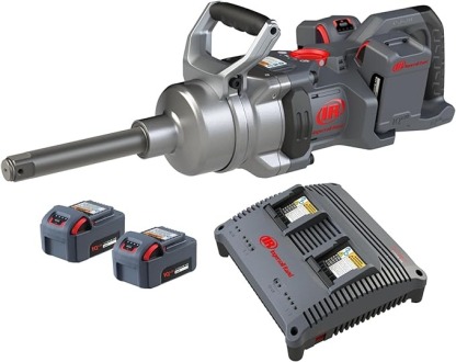 Ingersoll Rand W9691-K4E Kit de batería de 1" Llave de impacto inalámbrica de 20V 4, zanco ext de 6", torque de 3000 ft-lb, retenedor de orificio pasante de anillo de fricción, mango en D