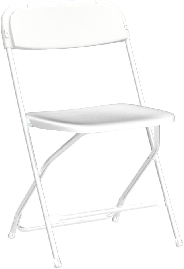 Juego de 10 sillas plegables de plástico - Silla plegable liviana y apilable con capacidad de peso de 650 LB en color blanco