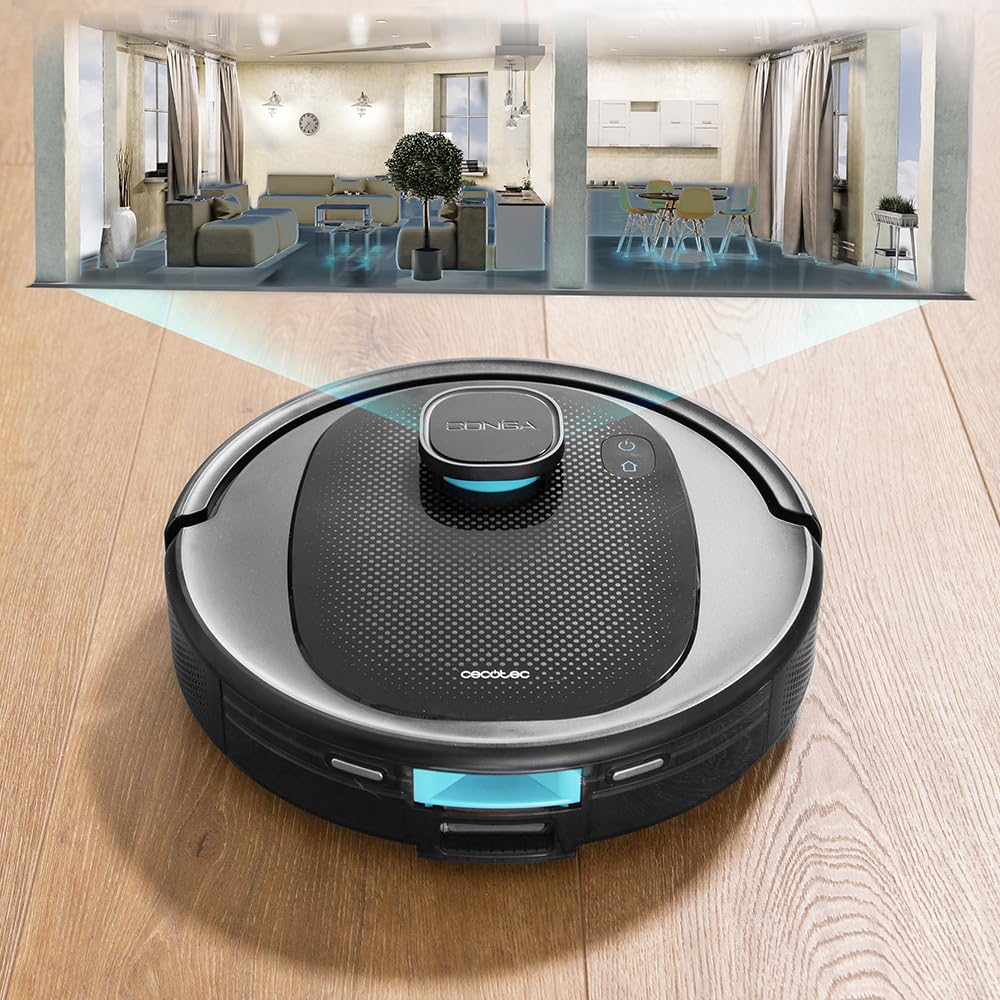 Cecotec Robot Aspirador Conga 4790 Eternal Home Genesis. iTech Laser Eye, 4en1, Room Plan, Base-SmartClean, 3000 Pa, Fregado, 110 Minutos, 8 Modos, Bolsa 2 L.