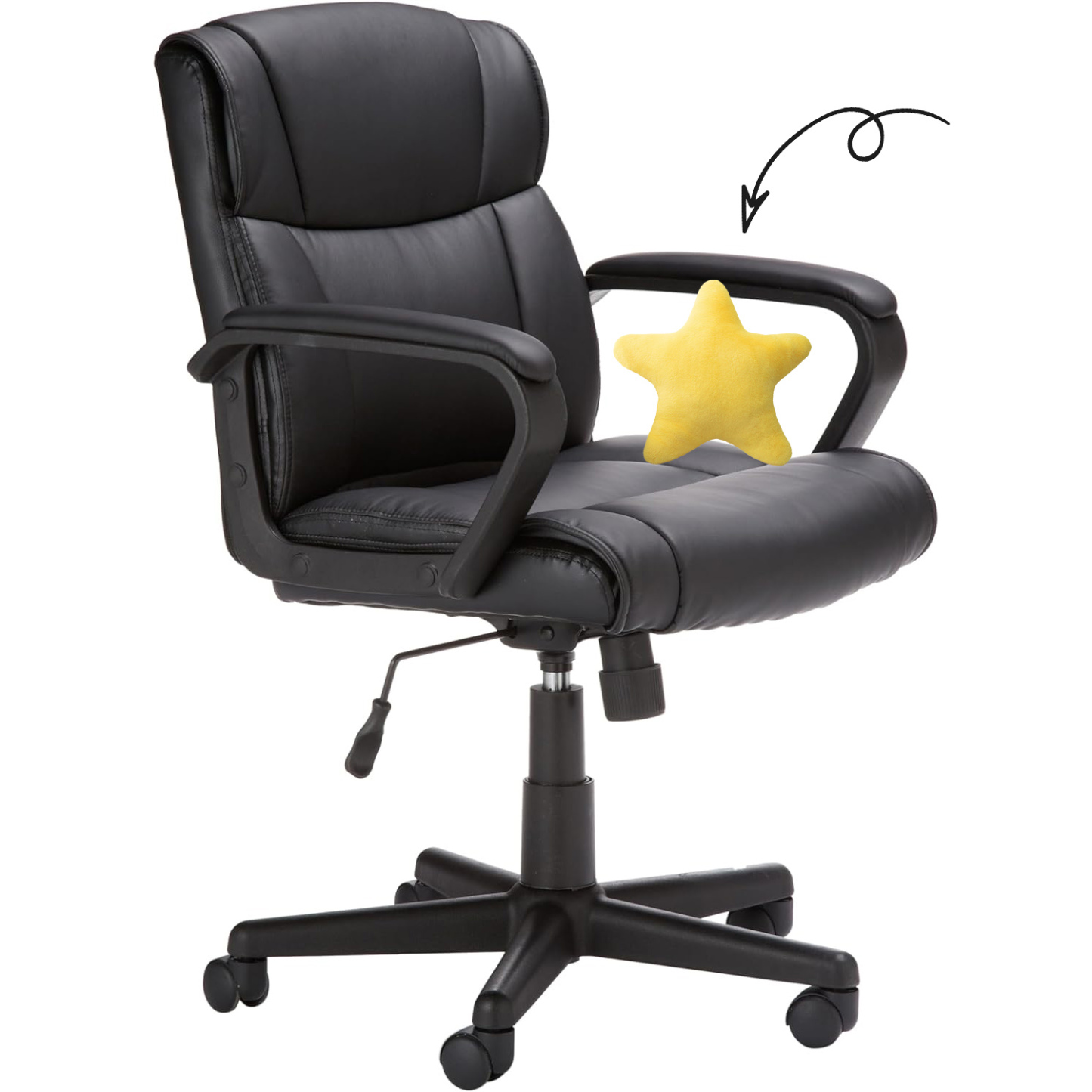 Silla de escritorio acolchada de oficina con reposabrazos, altura / inclinación ajustable, giro de 360 grados, capacidad de 275 libras, color blanco