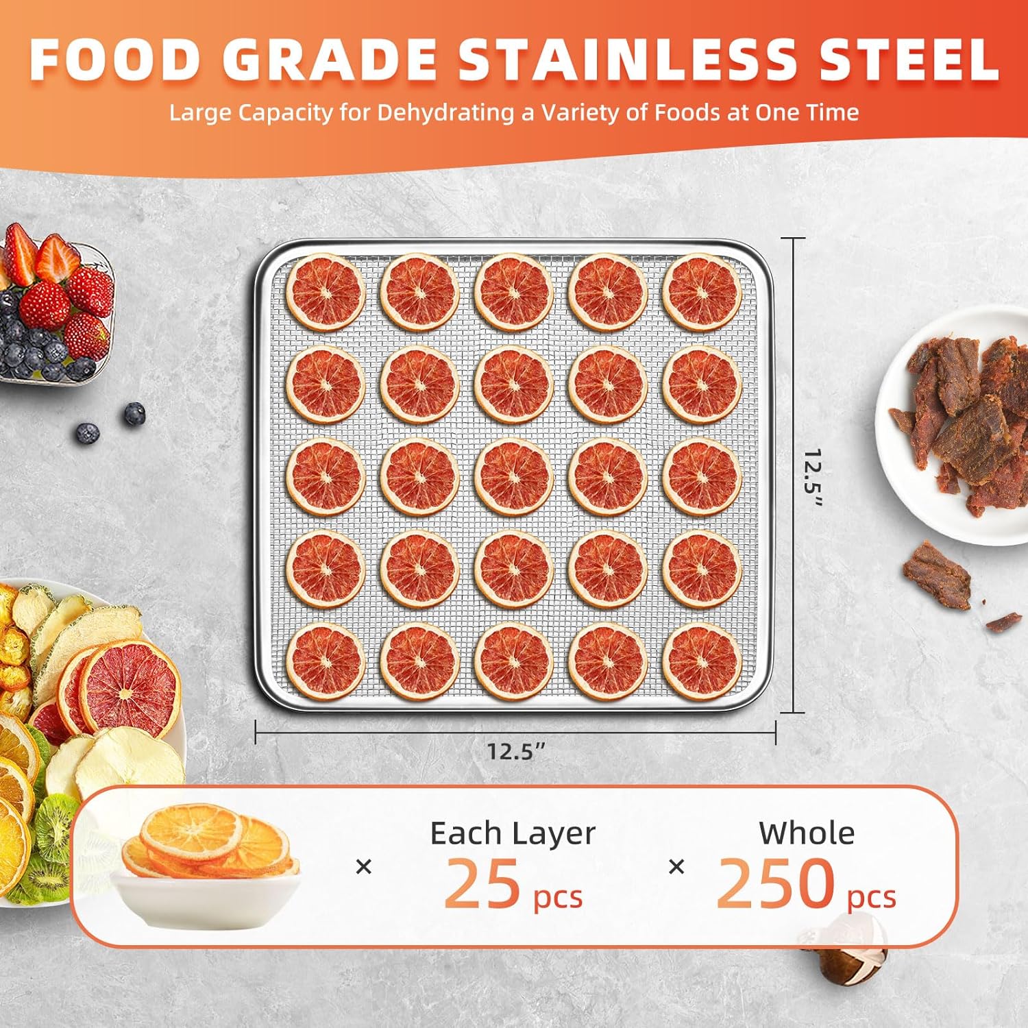 Deshidratador de alimentos para 6 paletas de cecina, secador de frutas de alta eficiencia de 180 °F, deshidratador de acero inoxidable para carne deshidratada, golosinas para perros, hierbas -----Paño de limpieza