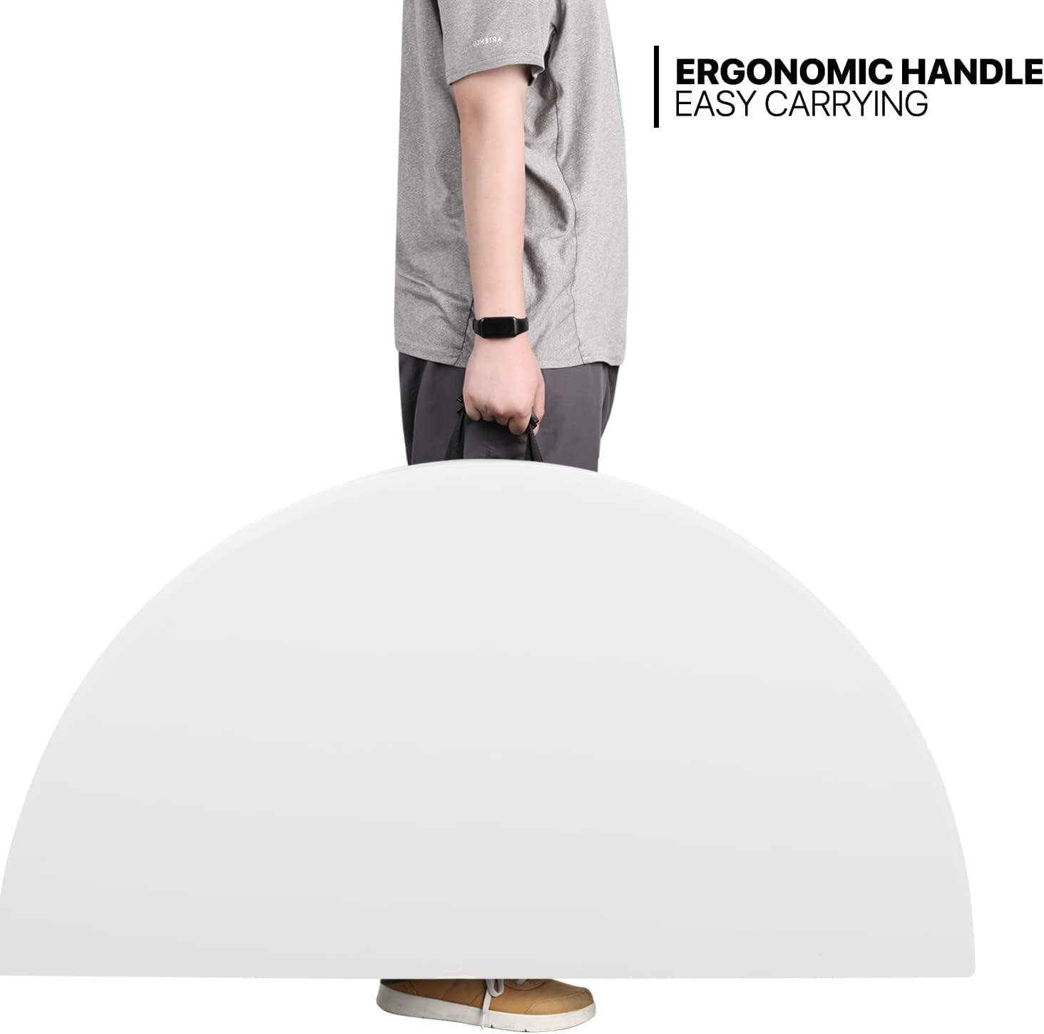 Mesa plegable redonda de 4.5 pies, mesa de comedor de plástico para interiores y exteriores con asa y cerradura para picnic, fiesta, banquete, boda, color blanco