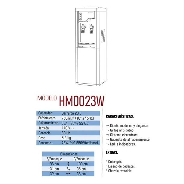 Dispensador Agua Hypermark Clearwater Hm0023w Almacen HYPERMARK Clearwater HM0023W