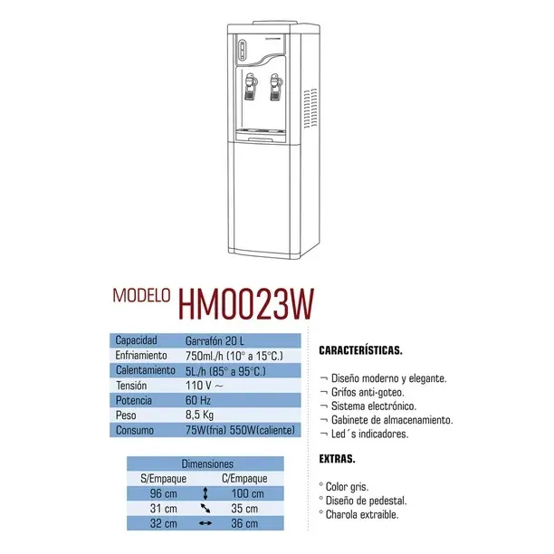 Dispensador Agua Hypermark Clearwater Hm0023w Almacen HYPERMARK Clearwater HM0023W