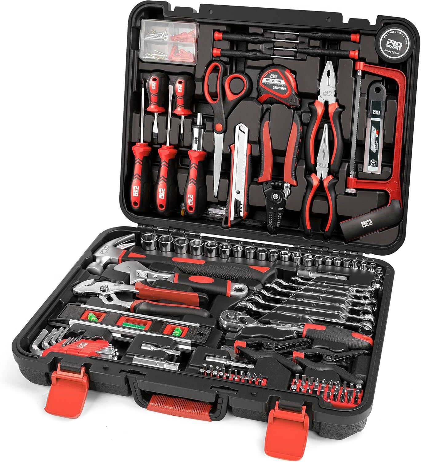 Prostormer - Kit de herramientas de 259 piezas, juego de herramientas manuales para el hogar con caja de almacenamiento de pl��stico, caja de herramientas de reparaci��n port��til completa para el hogar
