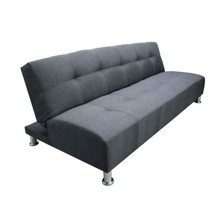 Sofá Cama Reclinable Vegas Lino Gris Oxford Futon 3 Posiciones EL BAZAR STORE Moderno Abotonado