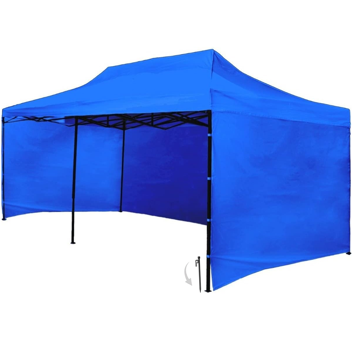 Carpa Plegable Toldo 6x3m Paredes Jardin Auto Lona Impermeable Resistente Excelente Calidad Azul-Clavos de acero para campamento de césped de nieve de acero al carbono