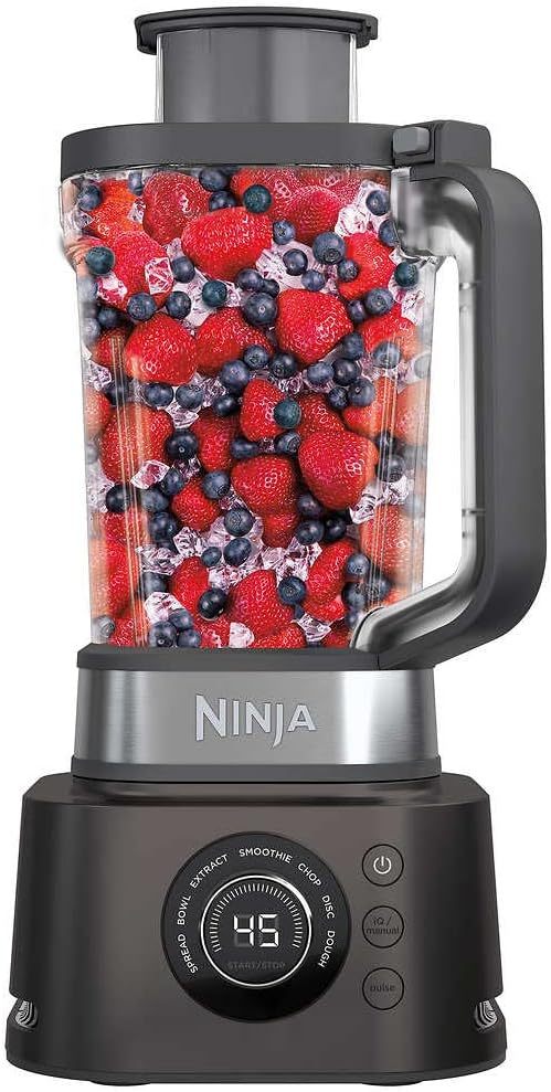 Licuadora de Uso Profesional, 7 Funciones en 1, Procesador de Alimentos y Extractor de Nutrientes, 3 Cuchillas, 2 Tapas, 2 Termos y 2 Extractores de Nutrientes (Reacondicionado)