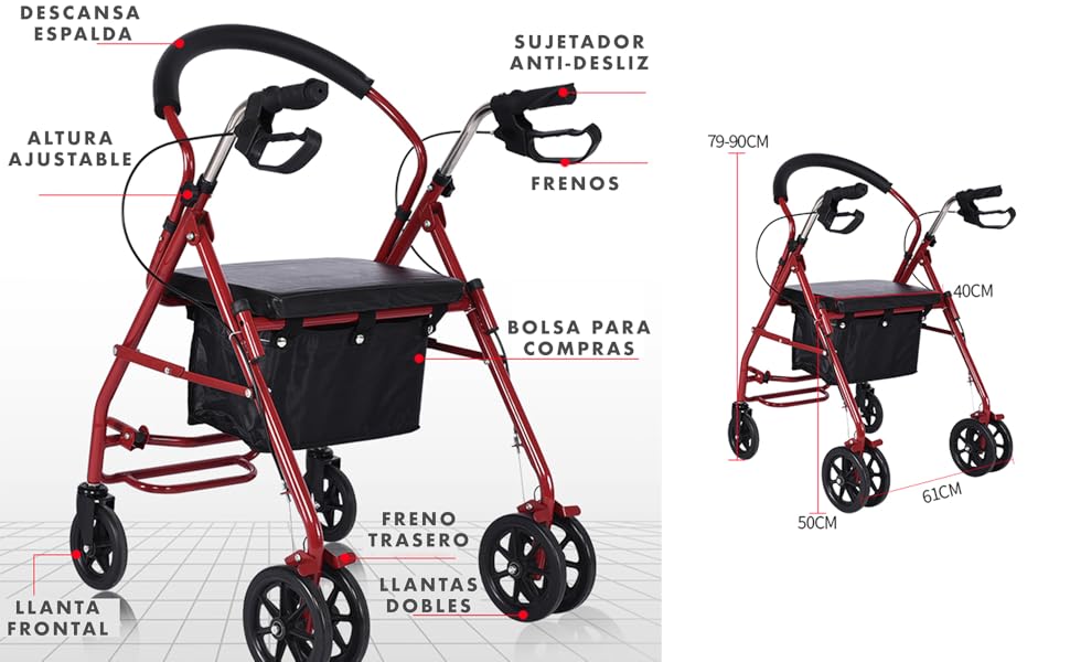 Rollator 2 en 1 Portatil Andafacil