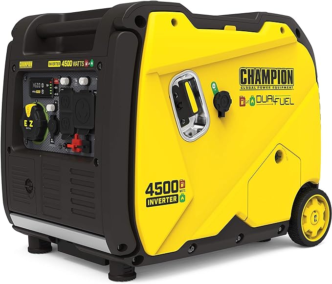 Champion Power Equipment 200988 - Generador inversor portátil de Combustible Dual (4500 W, con Arranque eléctrico)-USB a interfaz