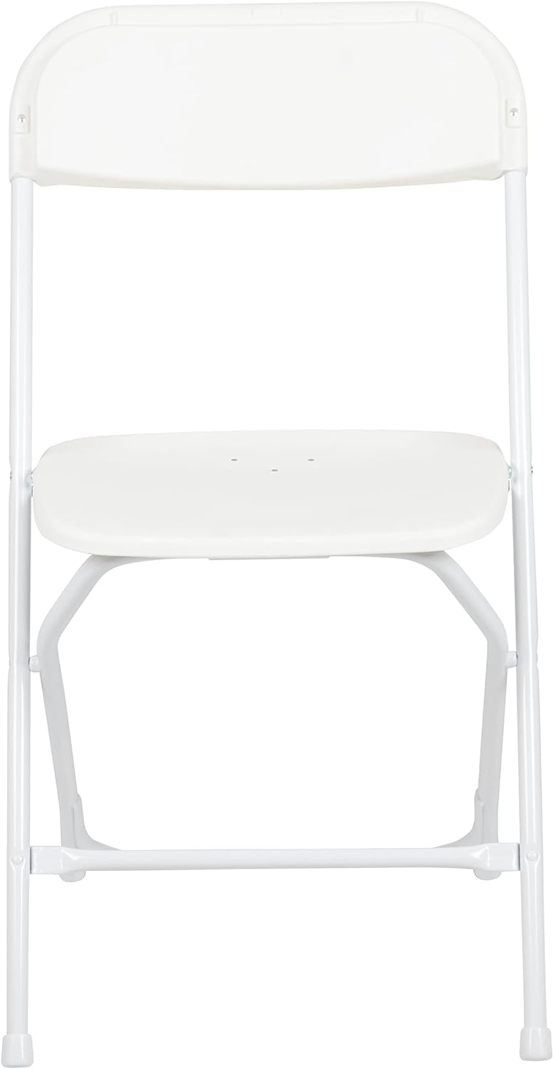 Juego de 10 sillas plegables de plástico - Silla plegable liviana y apilable con capacidad de peso de 650 LB en color blanco