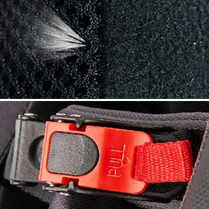 Cómodas y transpirables almohadillas de poliestireno expandido, así como hebilla de liberación rápida fuerte y resistente