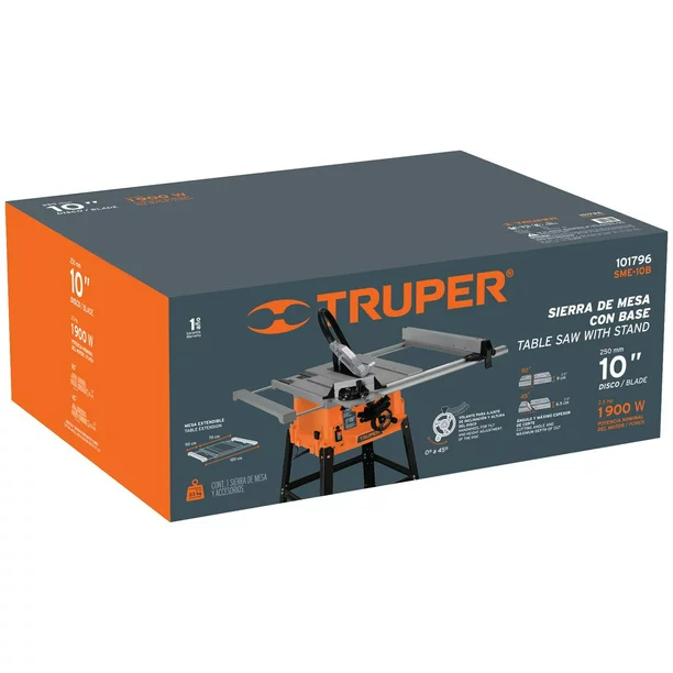 Sierra de mesa 10, con base, 2 1/2 HP TRUPER 101796
