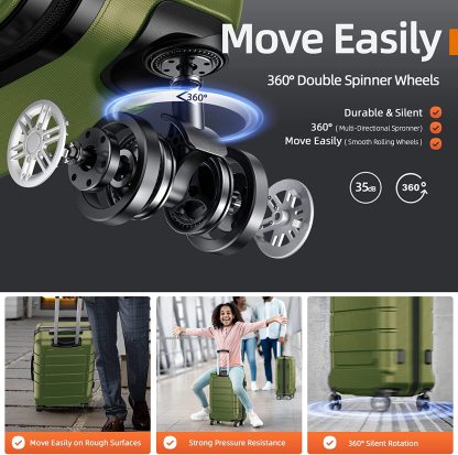 SHOWKOO Luggage Sets Expandable PC+ABS Durable Suitcase Double Wheels TSA Lock 3pcs