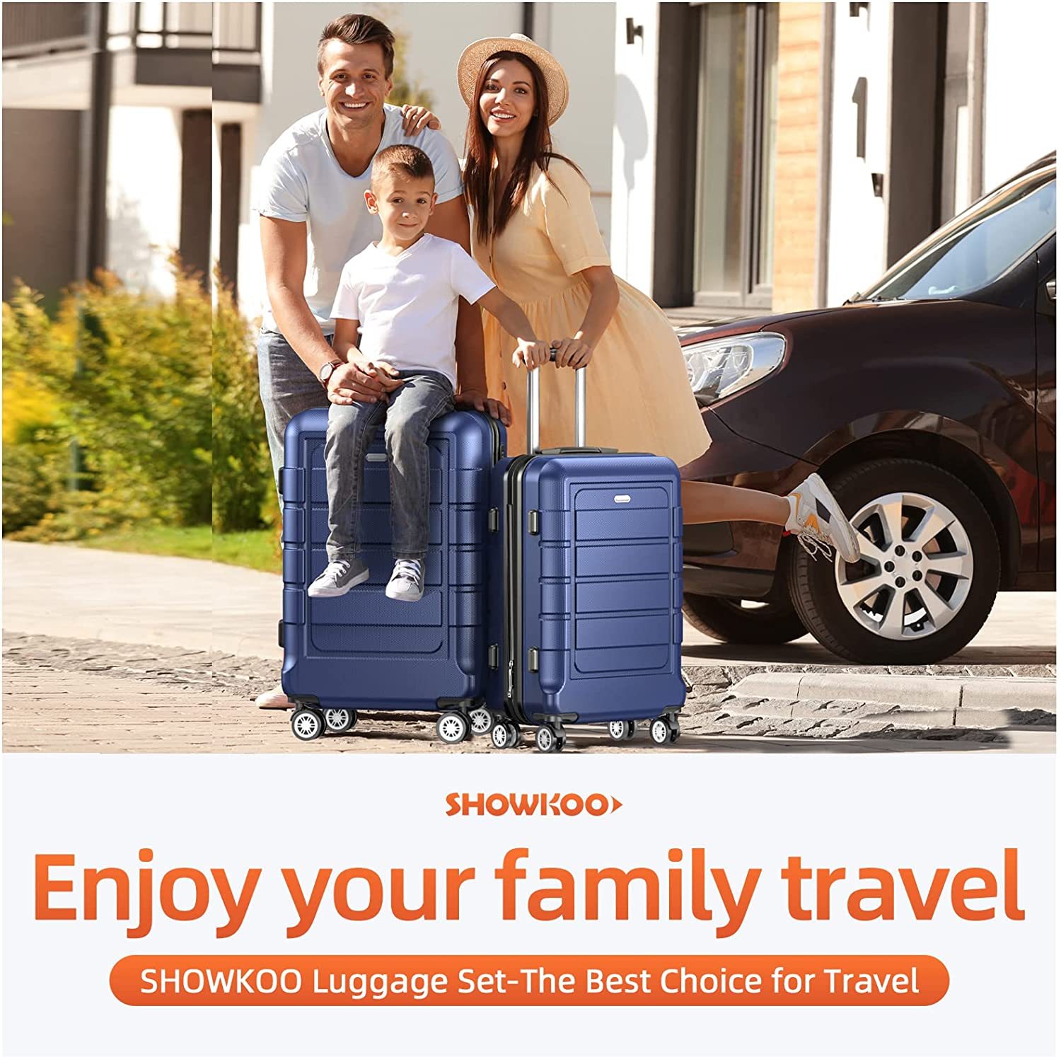 SHOWKOO Luggage Sets Expandable PC+ABS Durable Suitcase Double Wheels TSA Lock 3pcs