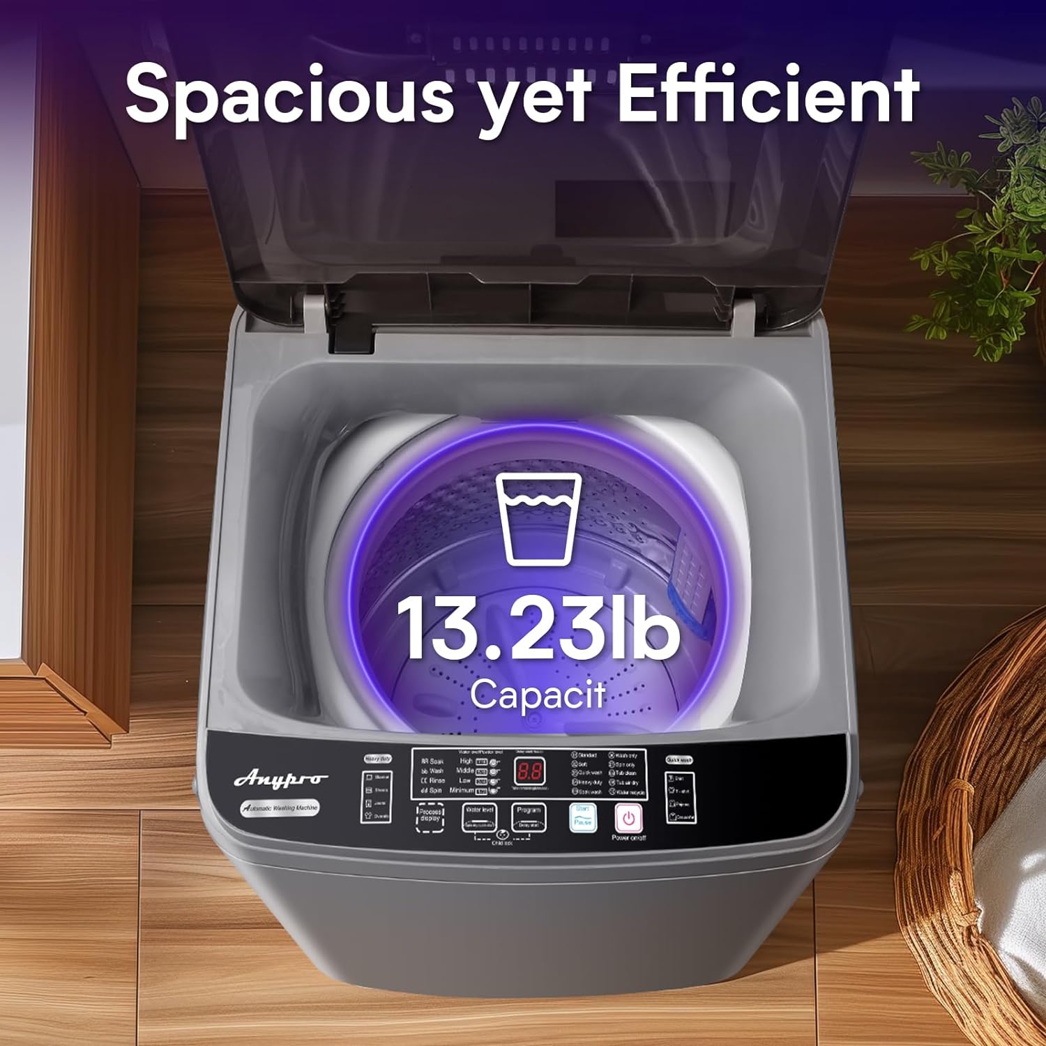 Small Portable Washing Machine 13LBS Portable Washer Machine with Drain Dump, 10 Programs/8 Water Levels/LED Display Full Automatic Mini Laundry Machine, Lavadora Portatil for Apartment RV Dorm