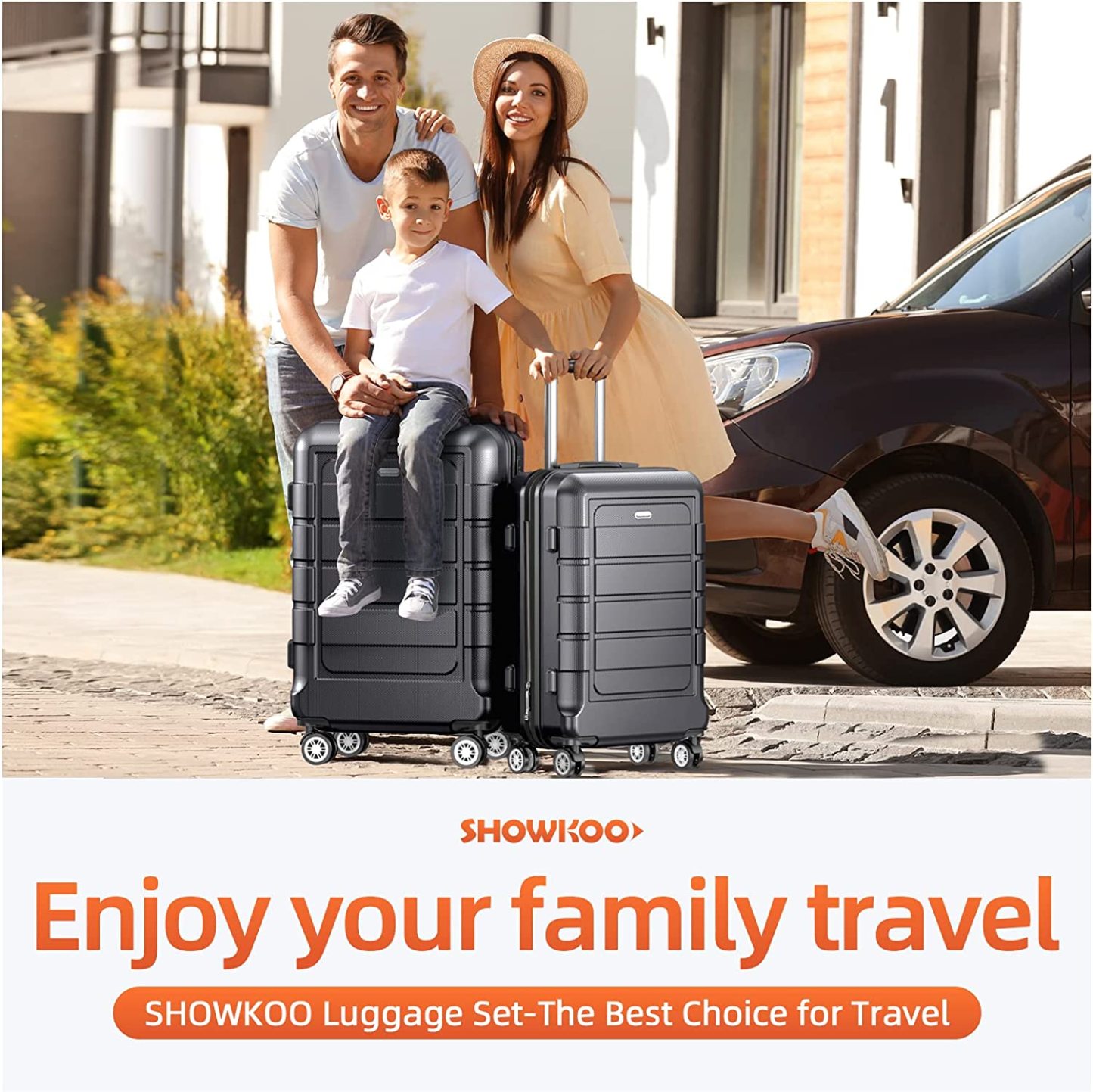 SHOWKOO Luggage Sets Expandable PC+ABS Durable Suitcase Double Wheels TSA Lock 3pcs