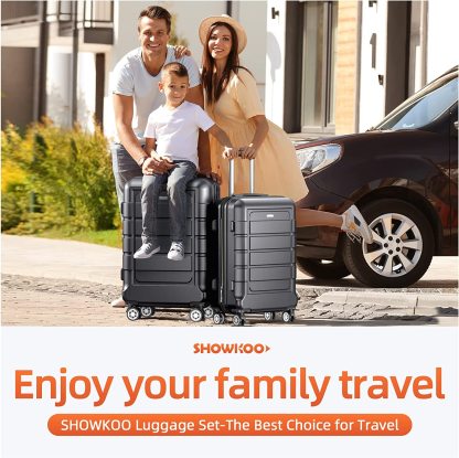 SHOWKOO Luggage Sets Expandable PC+ABS Durable Suitcase Double Wheels TSA Lock 3pcs