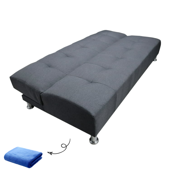 Sofá Cama Reclinable Vegas Lino Gris Oxford Futon 3 Posiciones EL BAZAR STORE Moderno Abotonado