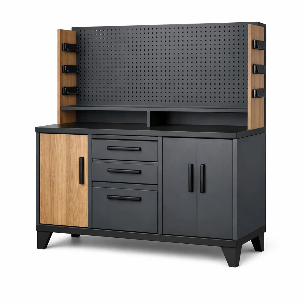 Établi en Bois et Métal 120x105x50 cm-DREAMCHAIRCRAFT