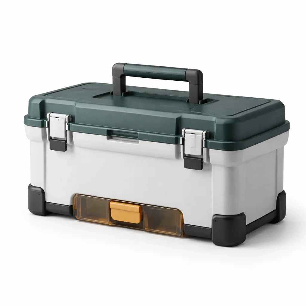 Boîte à Outils en Polypropylène Vert et Gris Clair avec Fermeture en Métal-DREAMCHAIRCRAFT