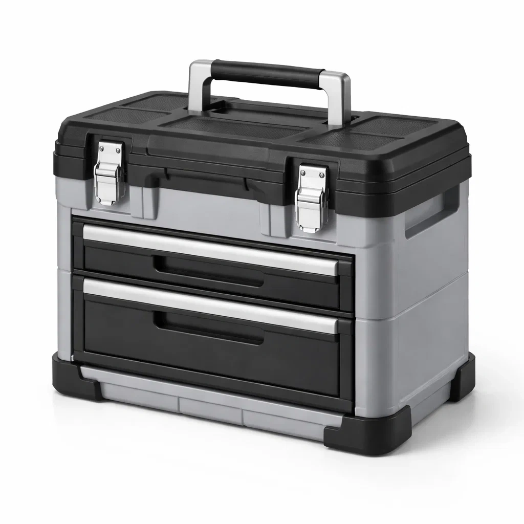 Boîte à Outils en Plastique avec Tiroirs Noirs et Gris-DREAMCHAIRCRAFT