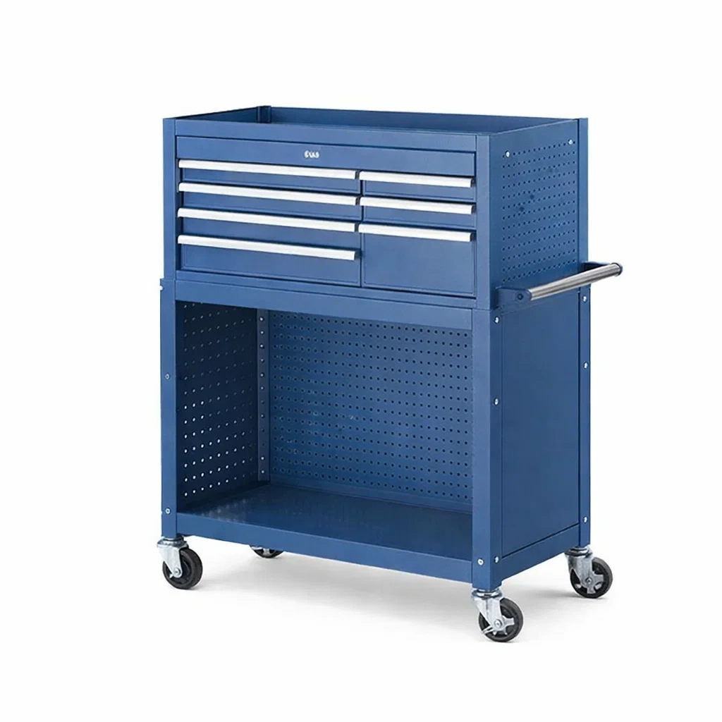 Chariot à outils en Acier Bleu avec Tiroirs et Roulettes-DREAMCHAIRCRAFT