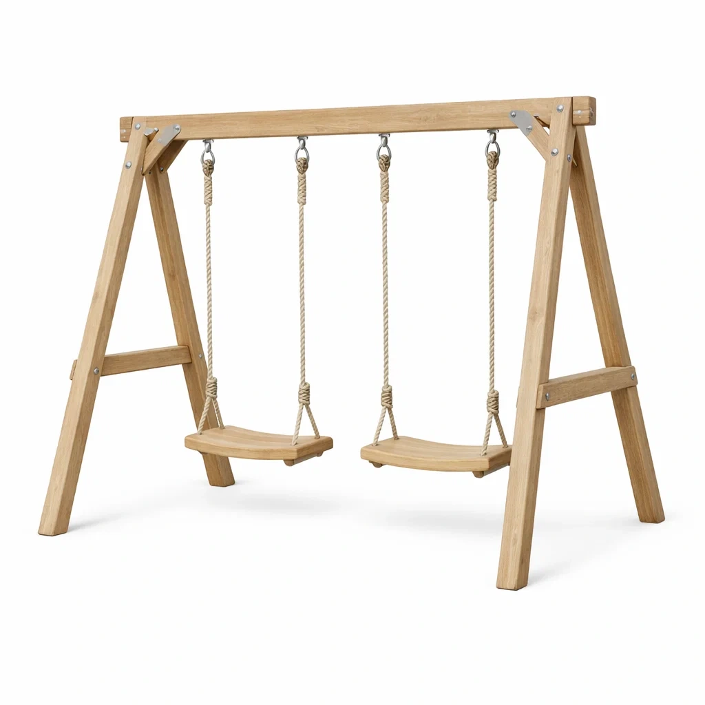 Ensemble de Balançoire pour Enfants Double en Bois et Corde-LuxeRoomCrafts