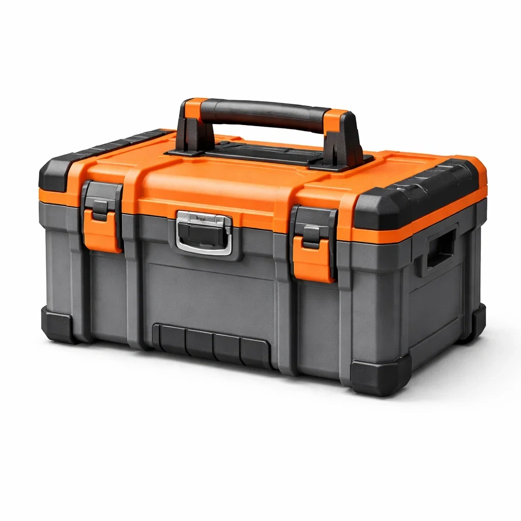 Boîte à Outils en Plastique Orange et Gris avec Verrouillage Rapide 52x30x30 cm-LuxeRoomCrafts