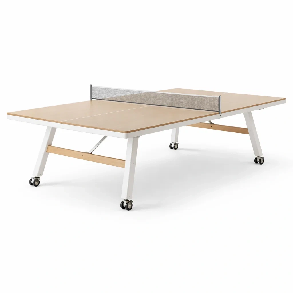 Table de Ping-Pong en Bois et Métal avec Filet-LuxeRoomCrafts