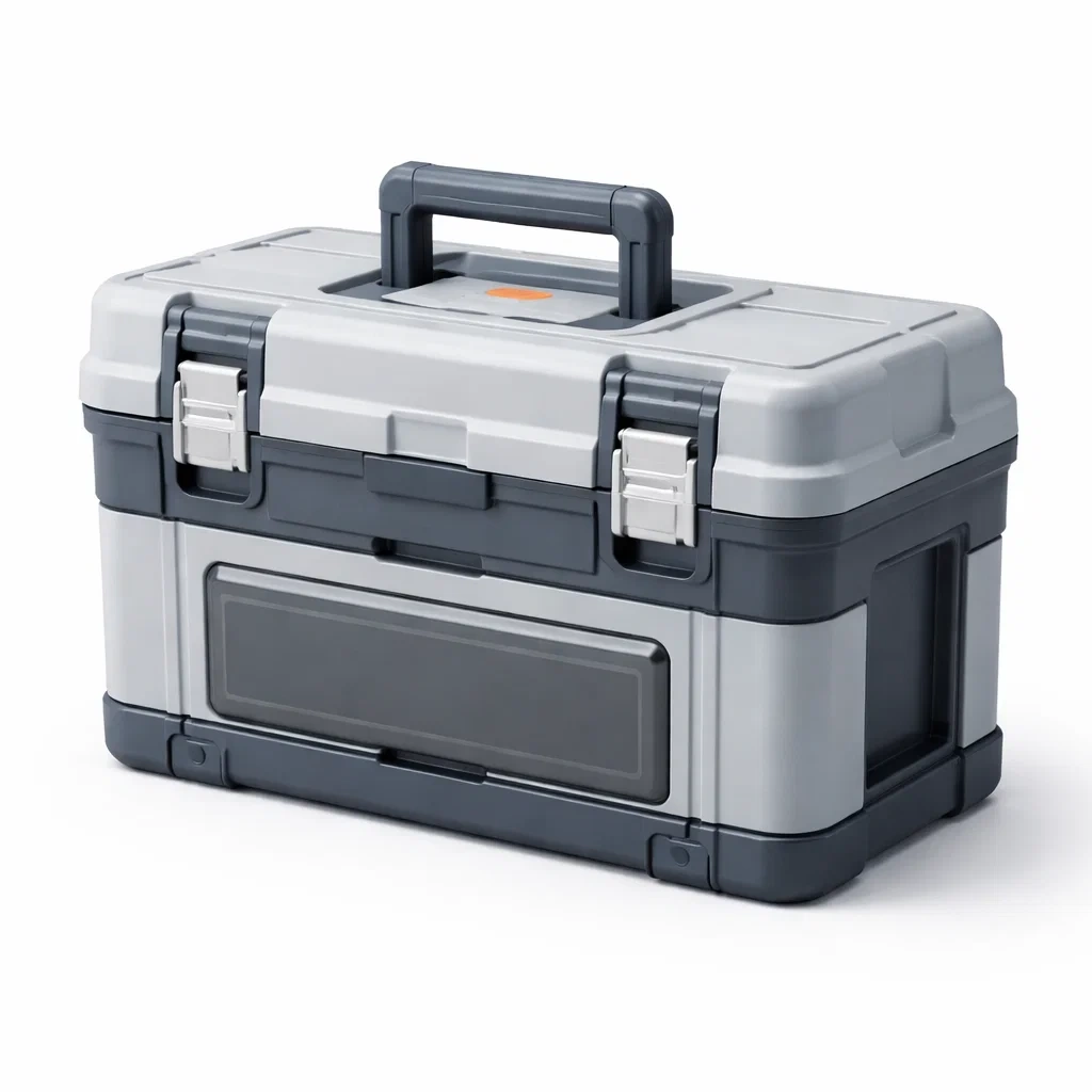 Boîte à Outils en Plastique avec Fermetures Métalliques Gris Clair et Gris Foncé-LUXEHOMENEST