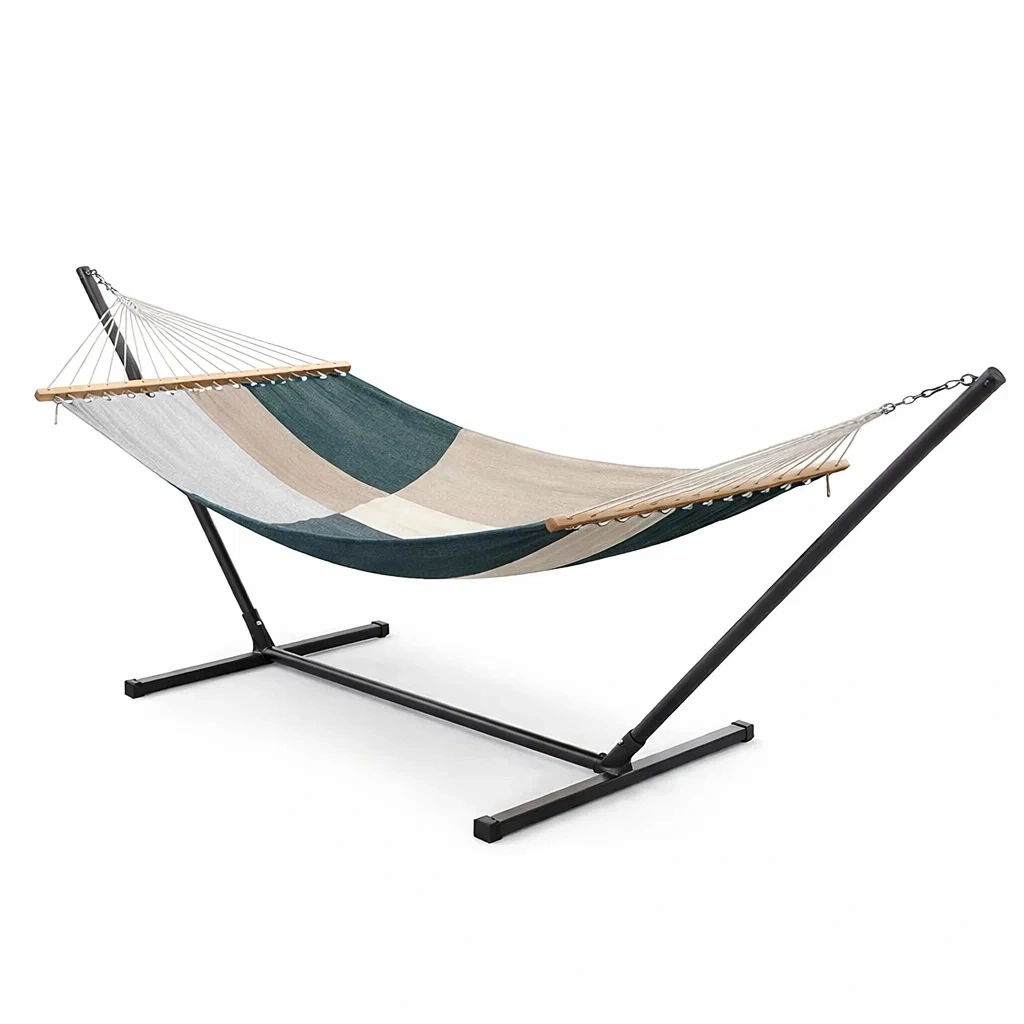 Hamac avec Support en Acier et Toile en Coton et Polyester-URBANFURNISHFIT