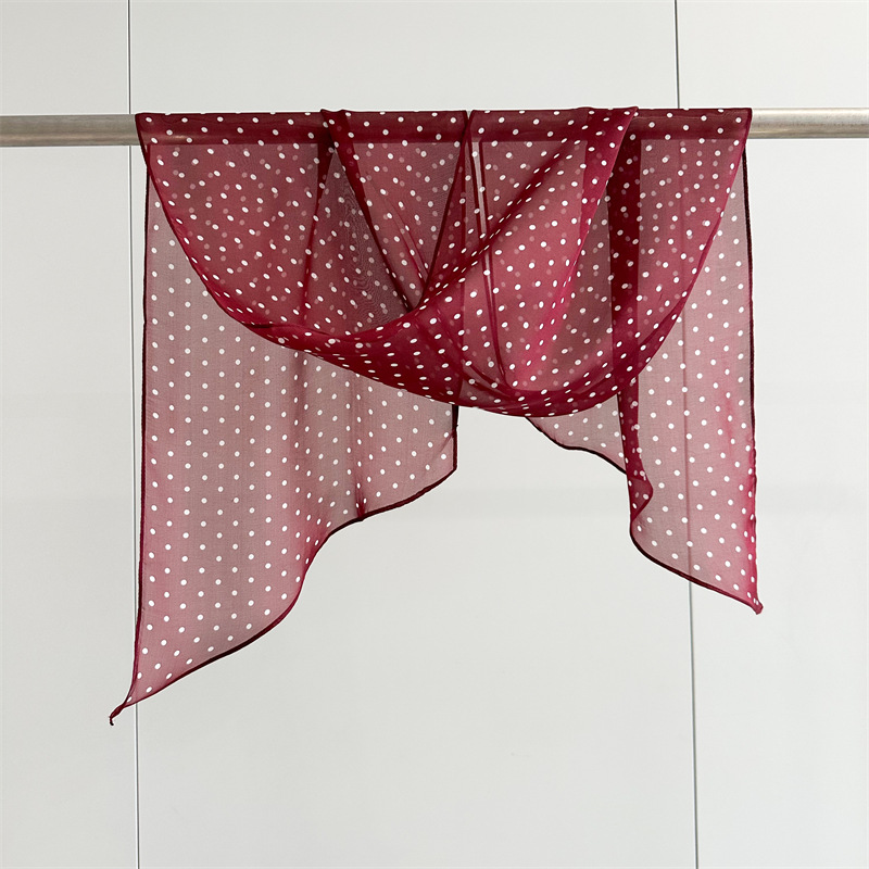 桑蚕丝度假波点斜角丝巾 女 度假长巾披肩