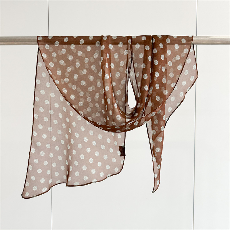 桑蚕丝度假波点斜角丝巾 女 度假长巾披肩
