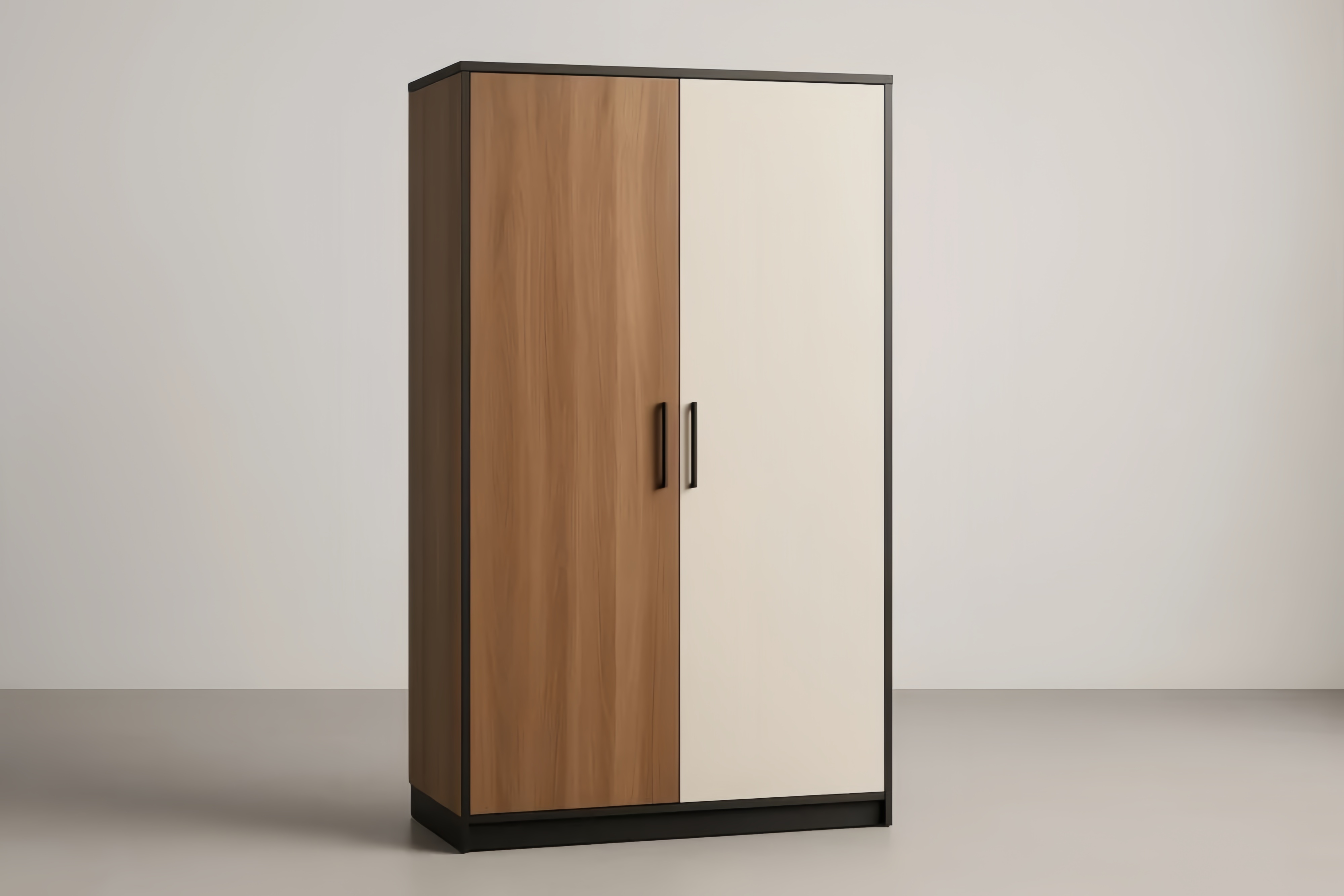 Armoire à deux portes en bois et blanc 180x90x50 cm