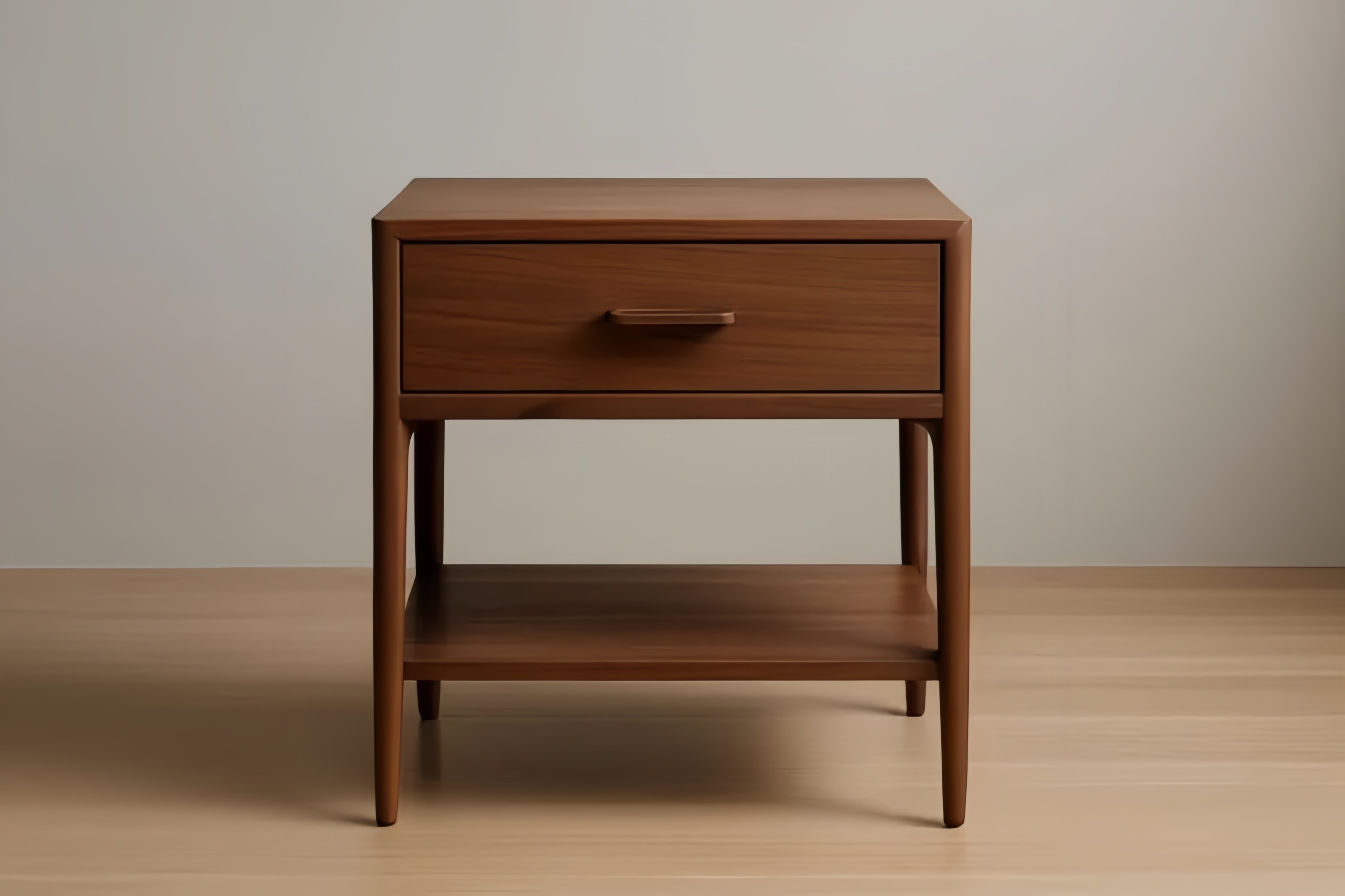 Table de chevet en bois de noyer avec tiroir et étagère 45x40x55 cm