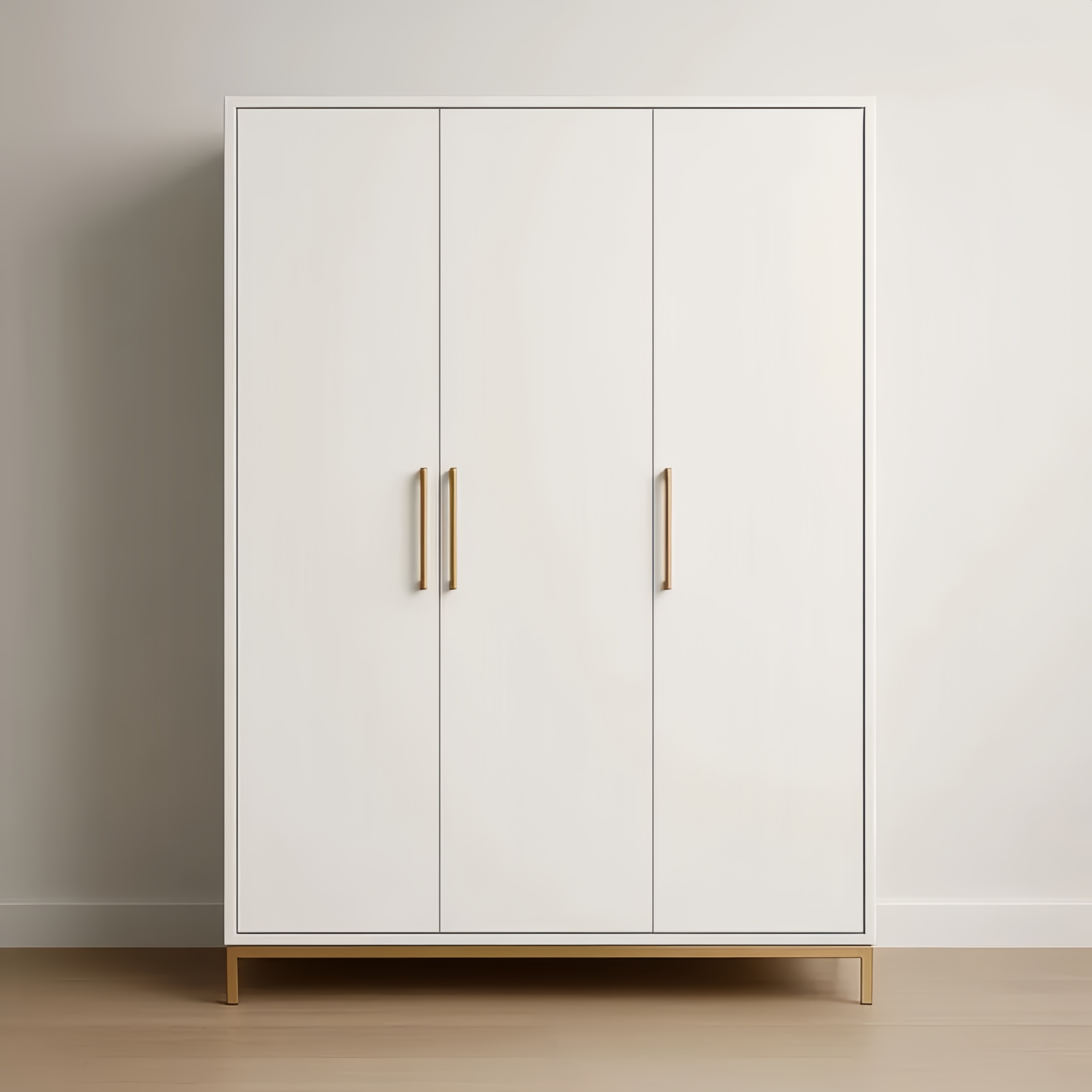 Armoire blanche porte battante MDF avec poignées dorées