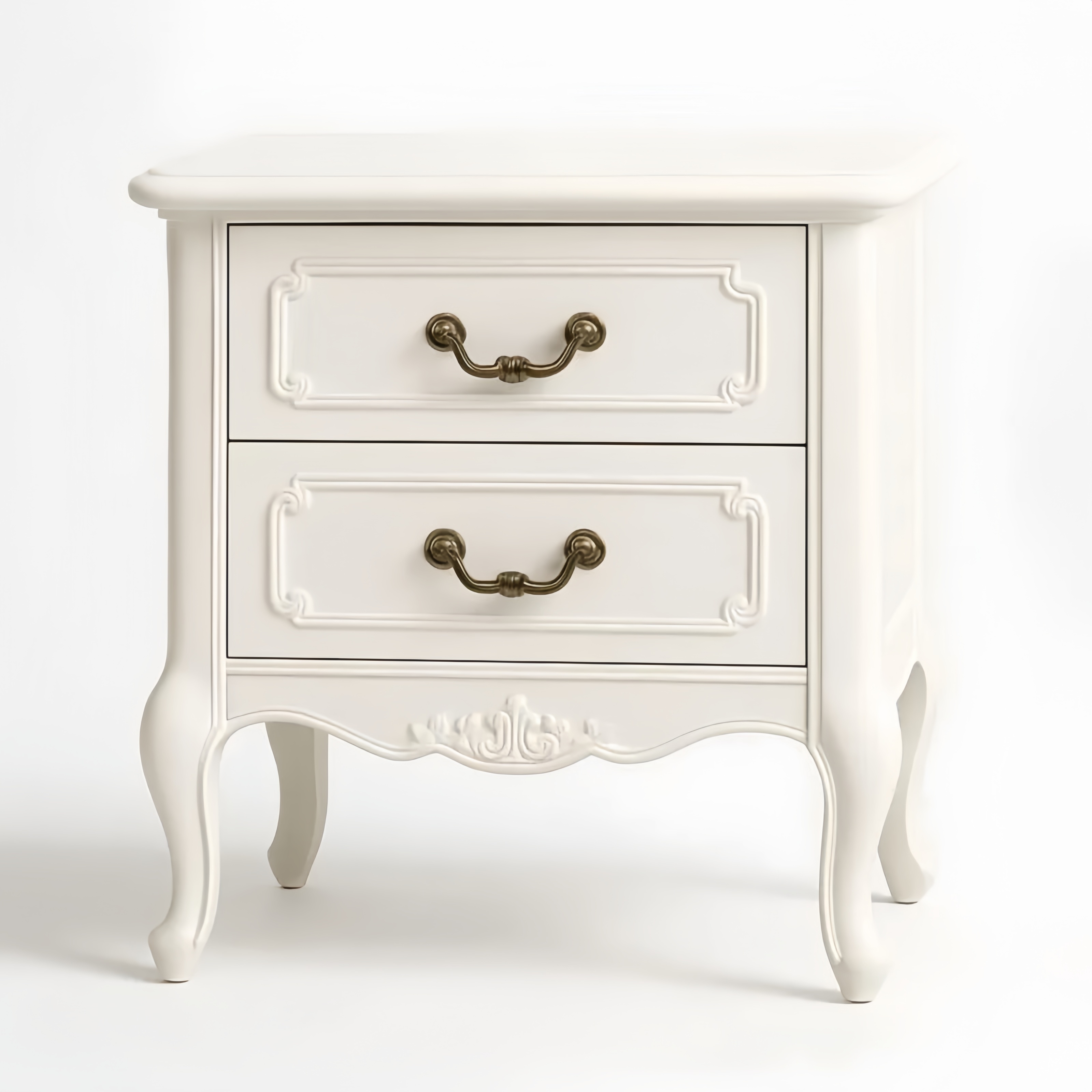 Table de chevet 2 tiroirs en bois Blanc cassé