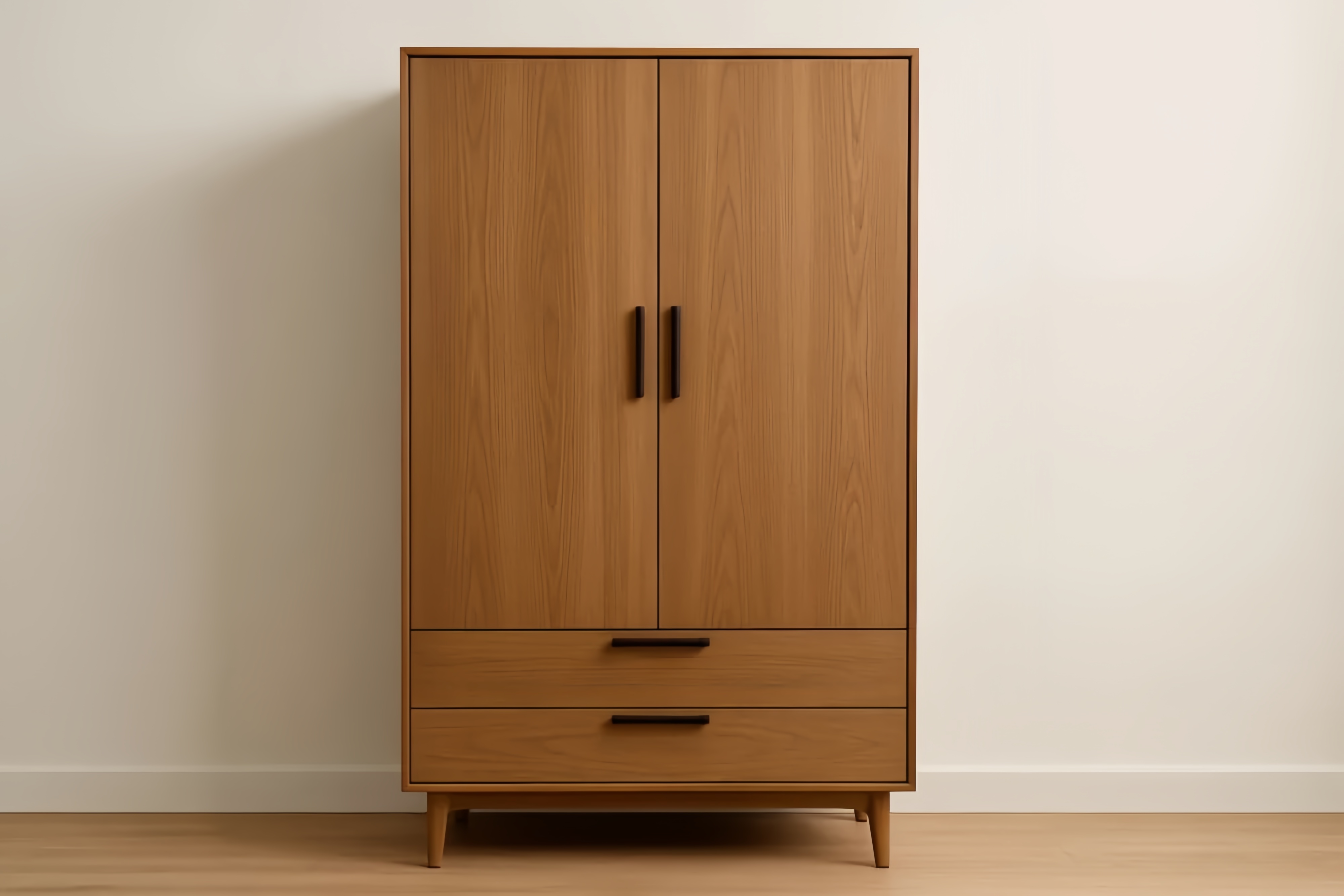 Armoire en bois 2 portes 2 tiroirs marron