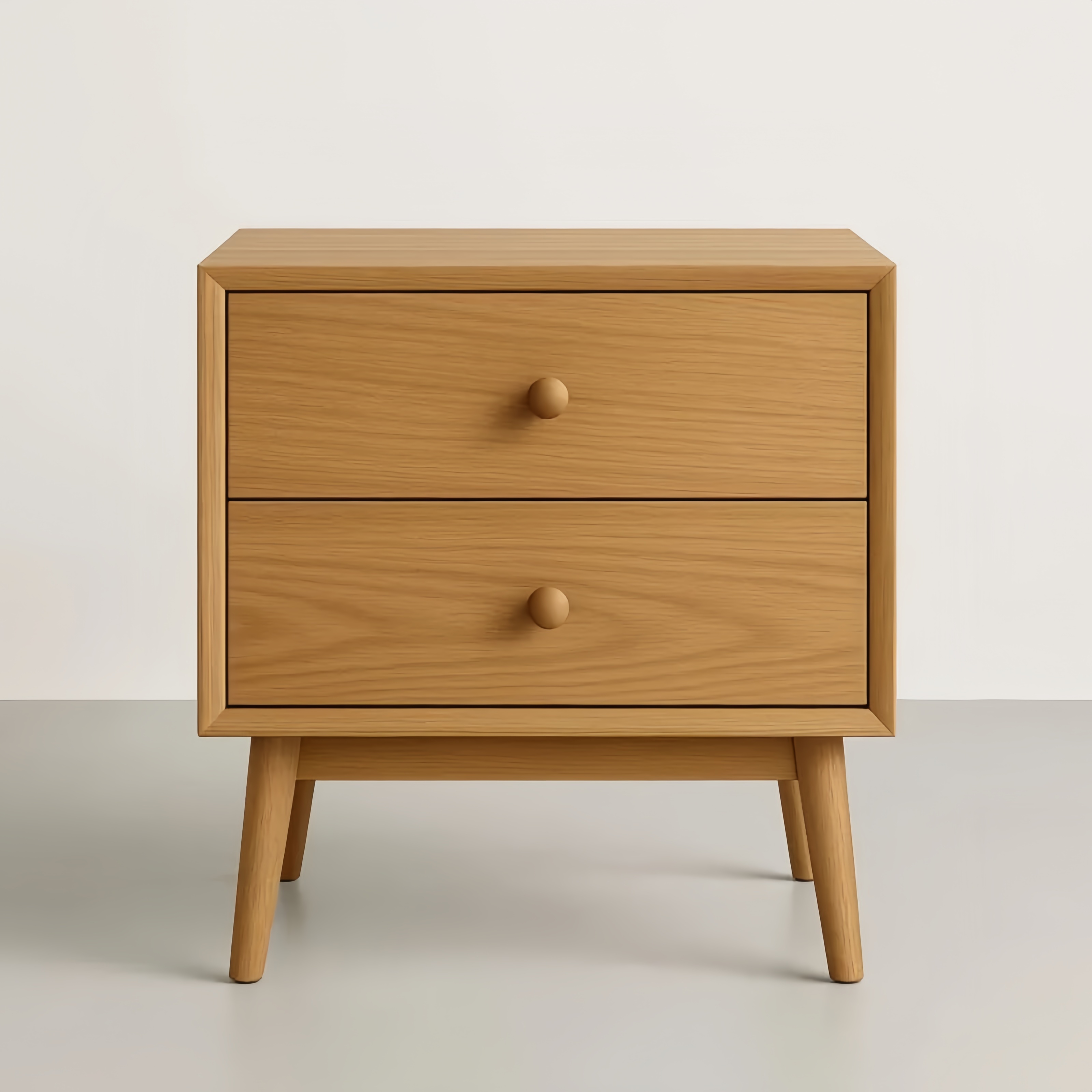 Table de Nuit en Bois 2 Tiroirs Chêne 60x40x50cm