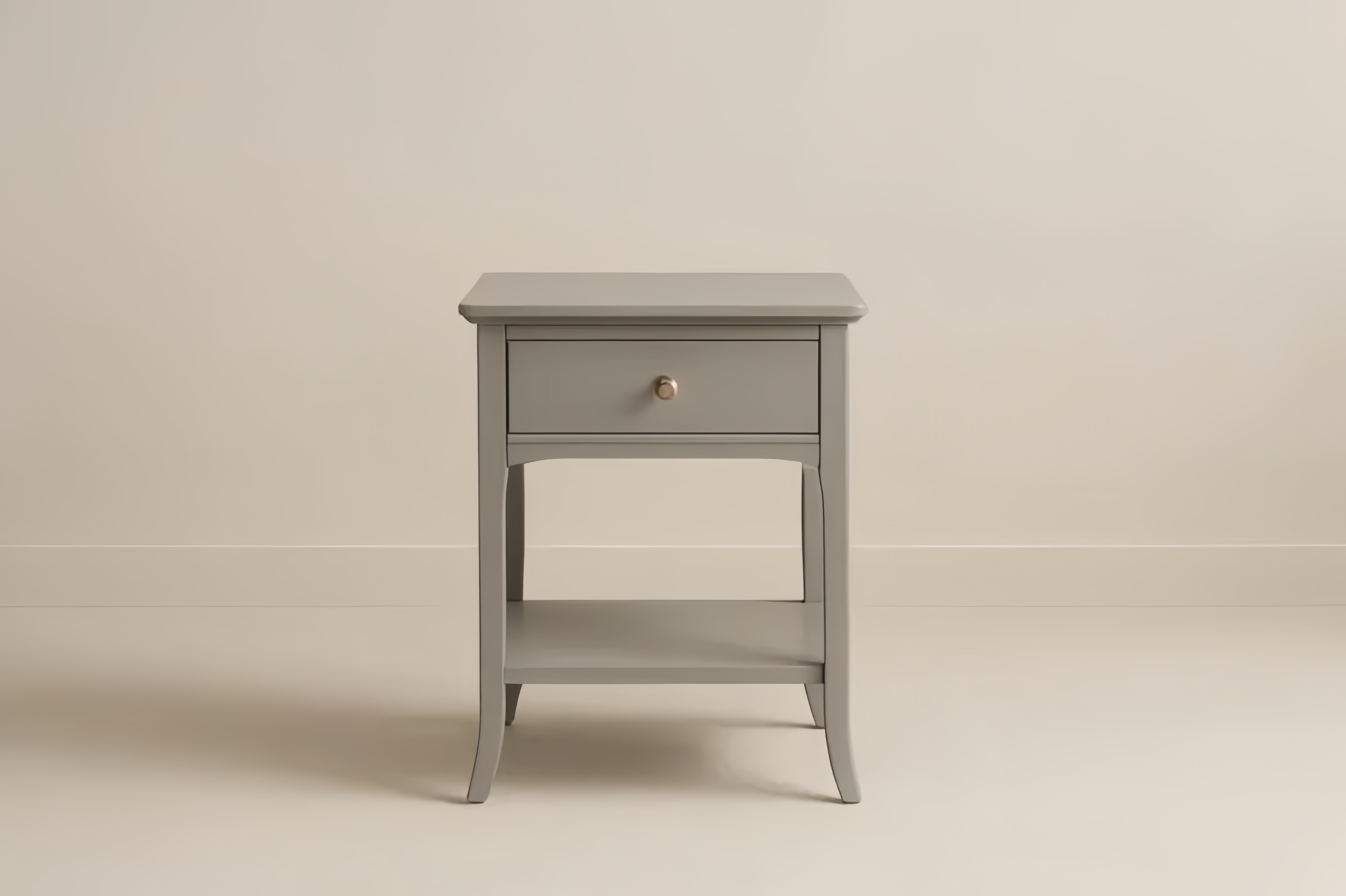 Table de chevet en bois avec tiroir et étagère gris