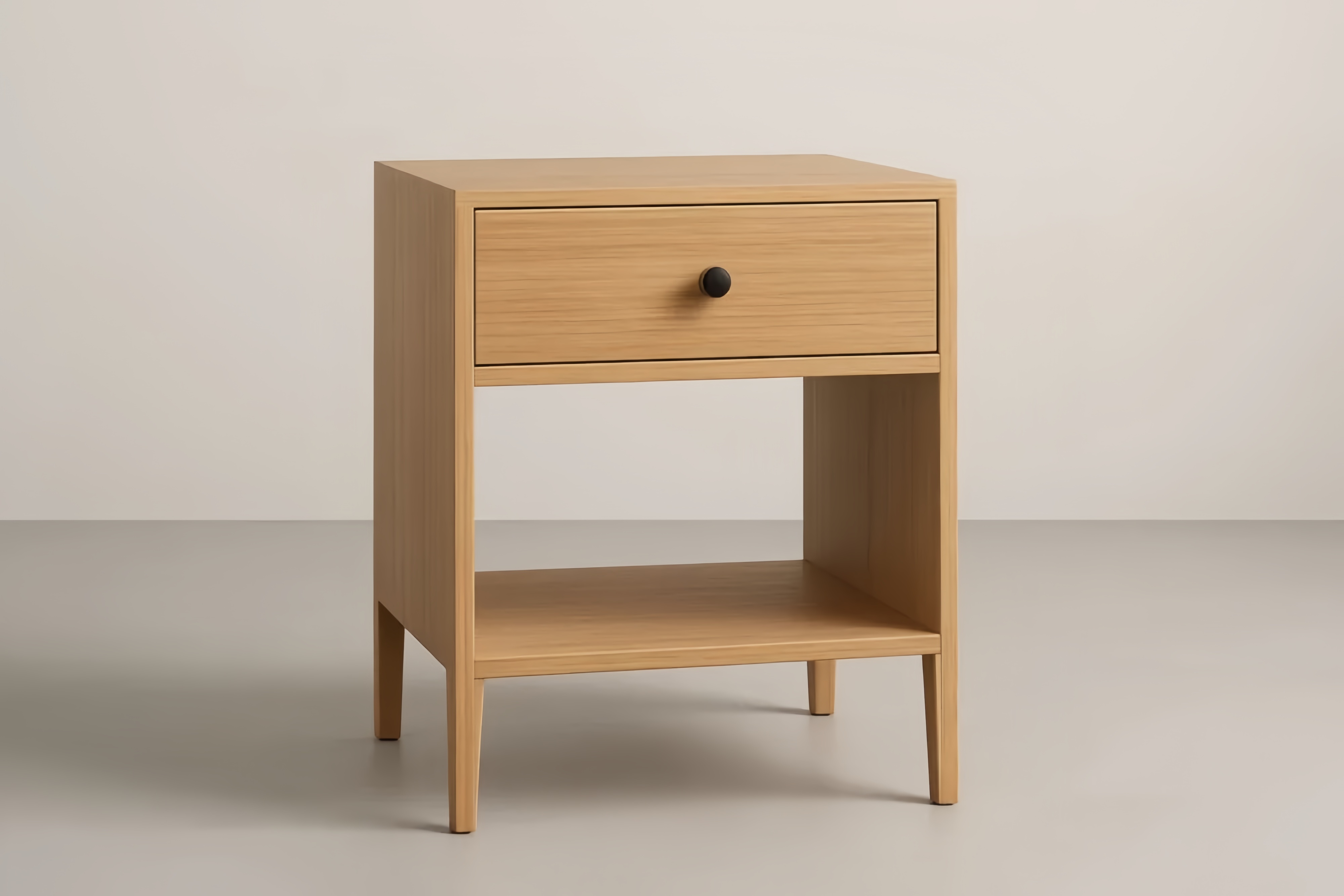 Table de chevet en bois avec tiroir et étagère