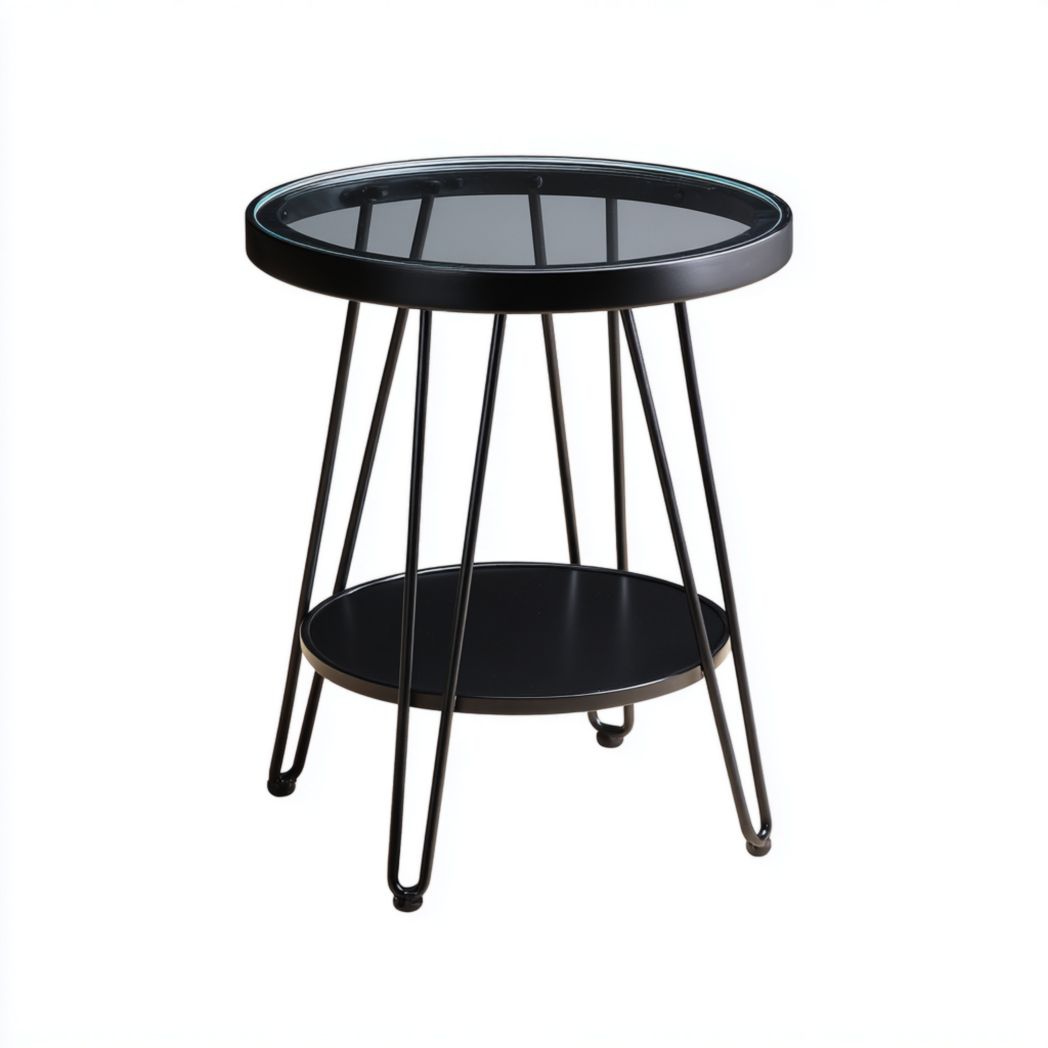 Bout de canapé rond en métal à deux niveaux-Joyzcouch