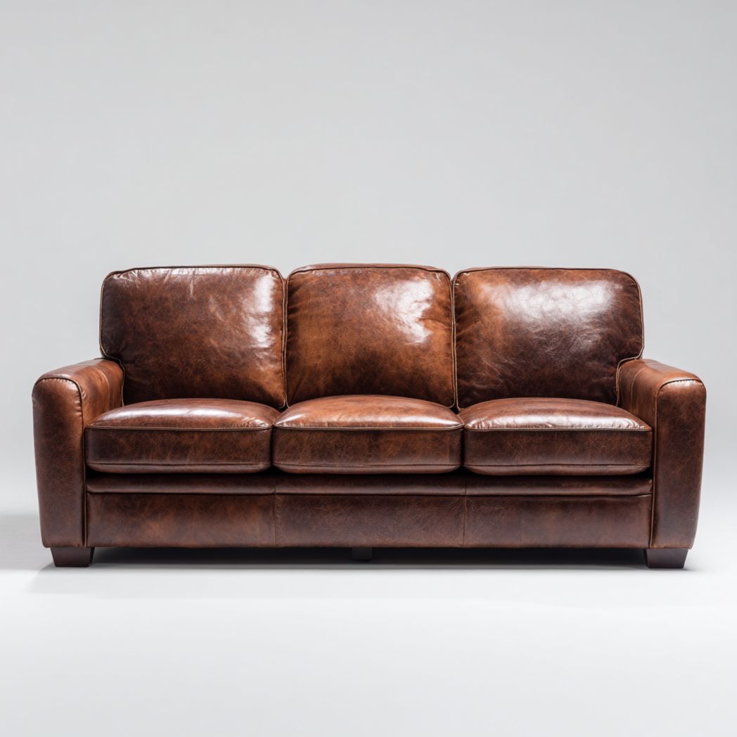 Canapé trois places en cuir marron-Joyzcouch