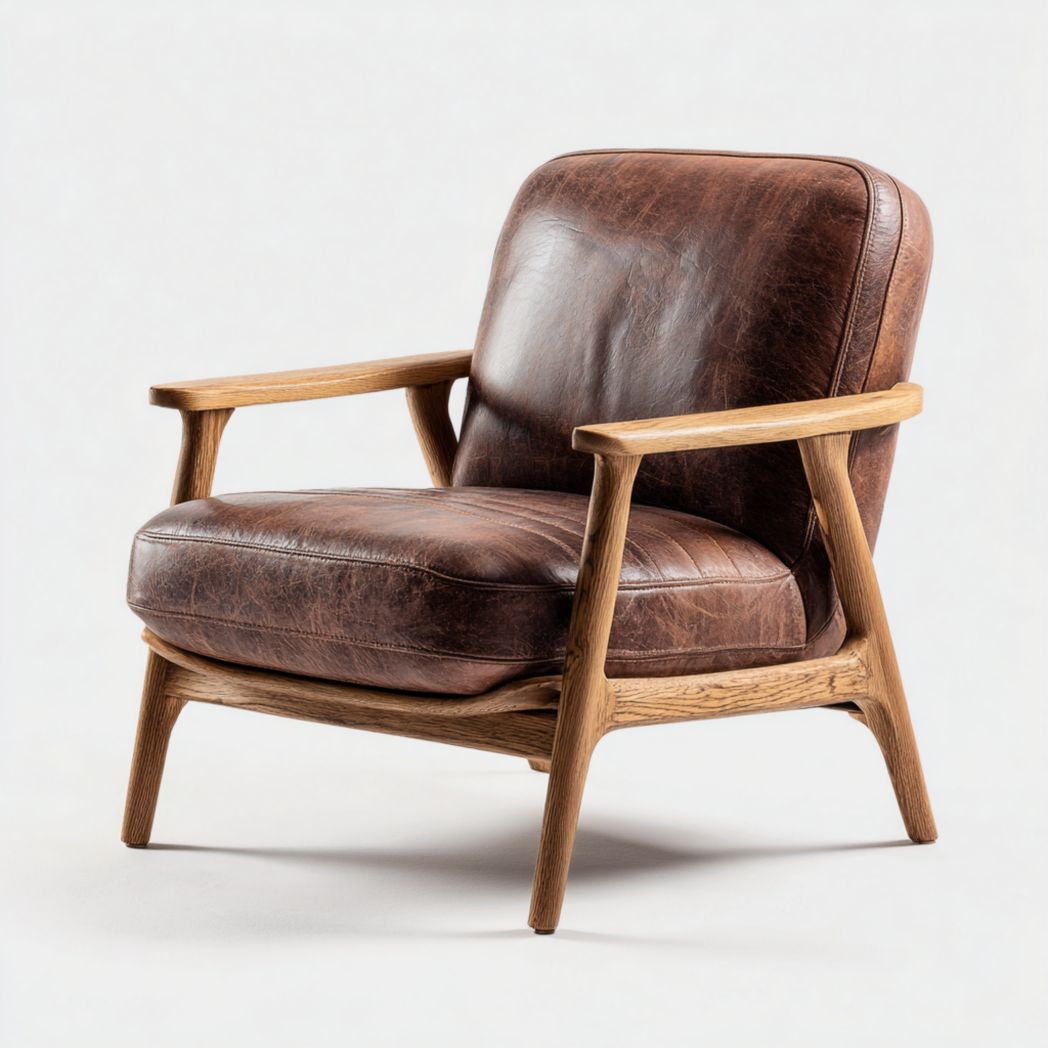 Fauteuil individuel en cuir synthétique marron-Joyzcouch