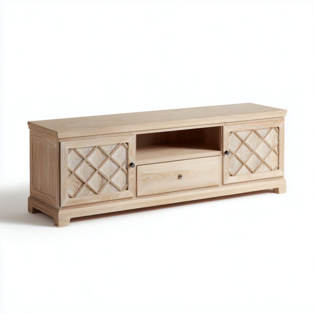 Meuble TV à deux portes et un tiroir avec structure beige-Joyzcouch