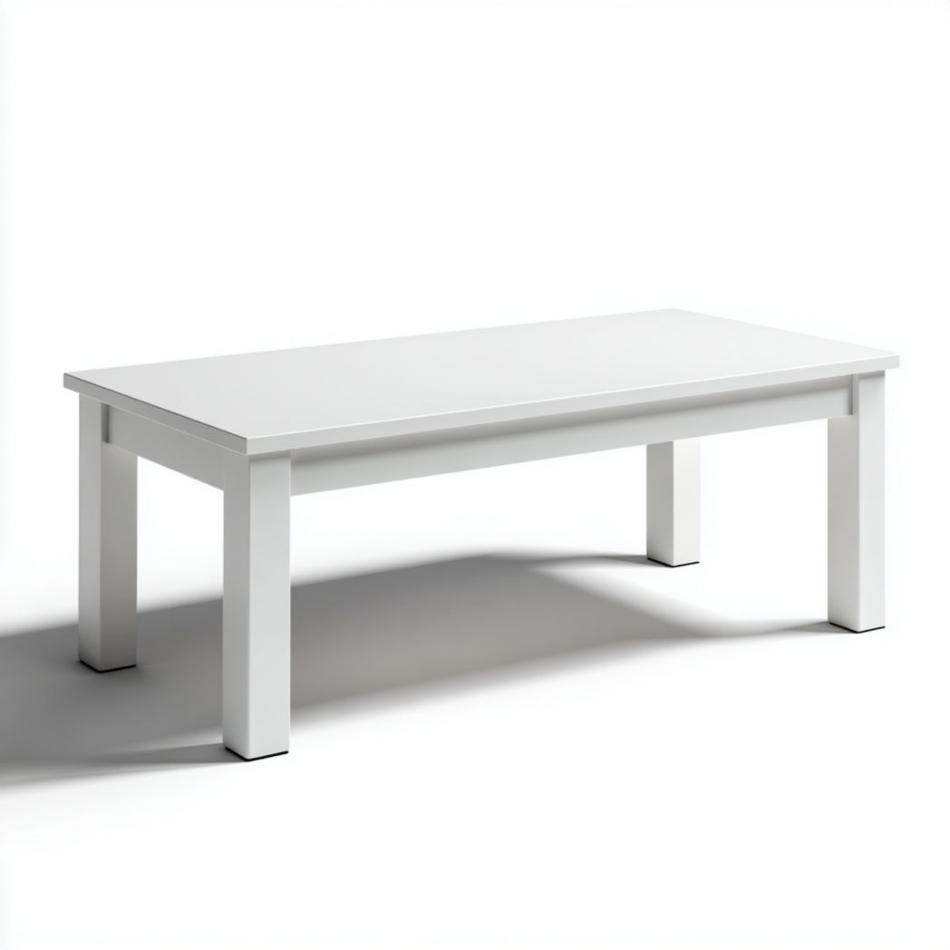 Table basse rectangulaire blanche à pieds droits-Joyzcouch
