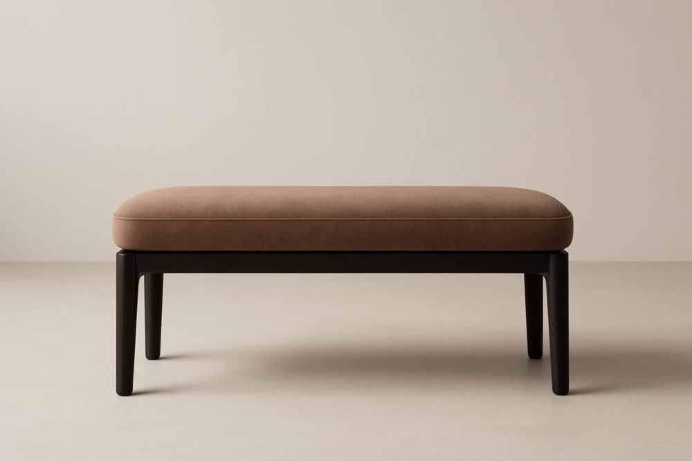 Panca fondo letto in legno e tessuto poliestere marrone