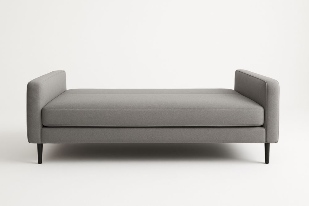 Daybed in tessuto di poliestere grigio con gambe in legno massello
